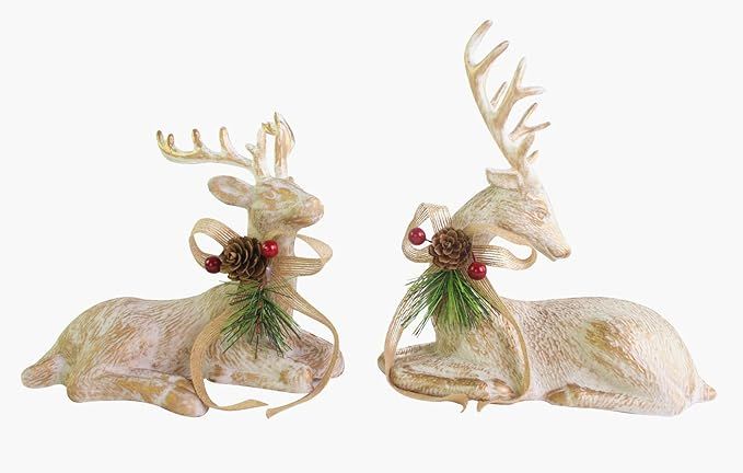 SANNO Sitting Reindeer Deer Reindeer Christmas Deer Decoration Tabletop Figurine Christmas Decora... | Amazon (US)