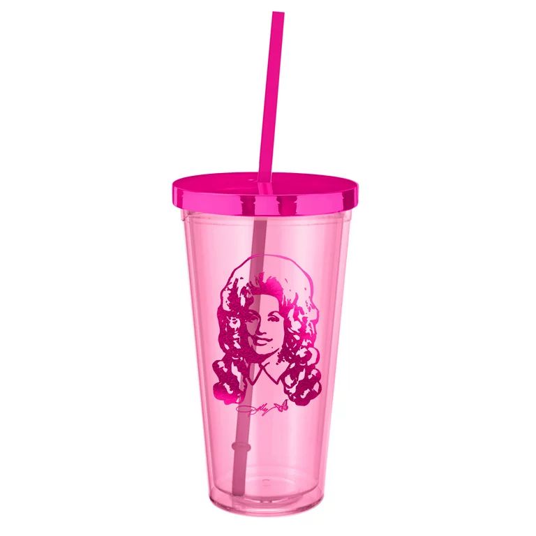 Dolly Parton Pink Plastic Tumbler with Straw - Walmart.com | Walmart (US)