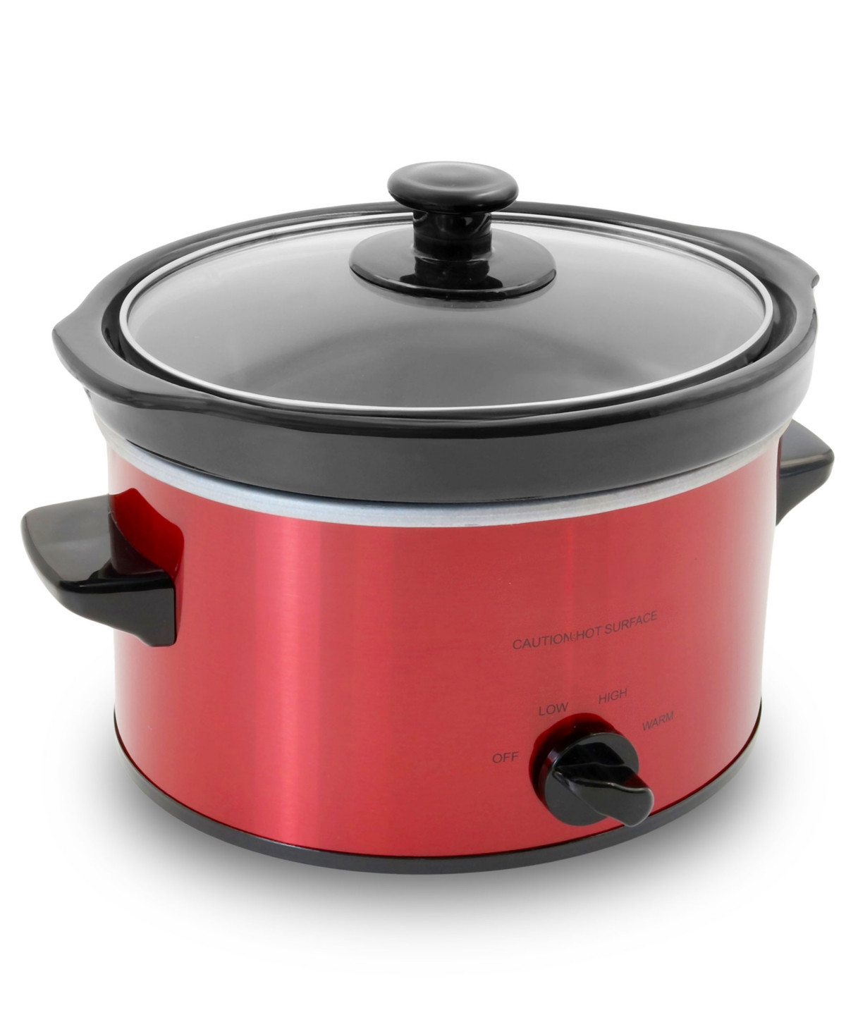 Elite Cuisine 2 Quart Oval Stainless Steel Slow Cooker - Red | Macy's