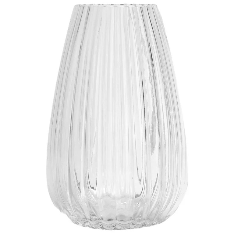 Ribbed Glass 8" Tabletop Translucent Clear Glass Vase - Walmart.com | Walmart (US)