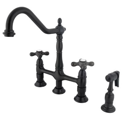Heritage Double Handle Kitchen Faucet with Side Spray | Wayfair North America