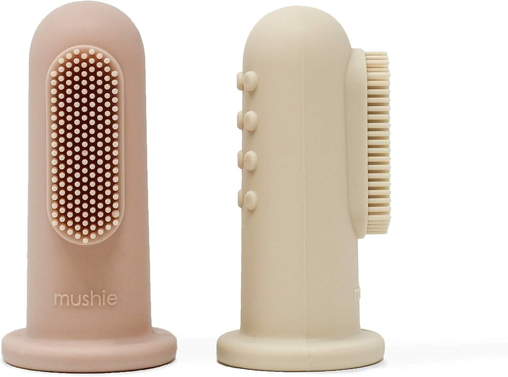 mushie Baby Finger Toothbrush (Blush/Shifting Sand) 2-Pack | Amazon (US)