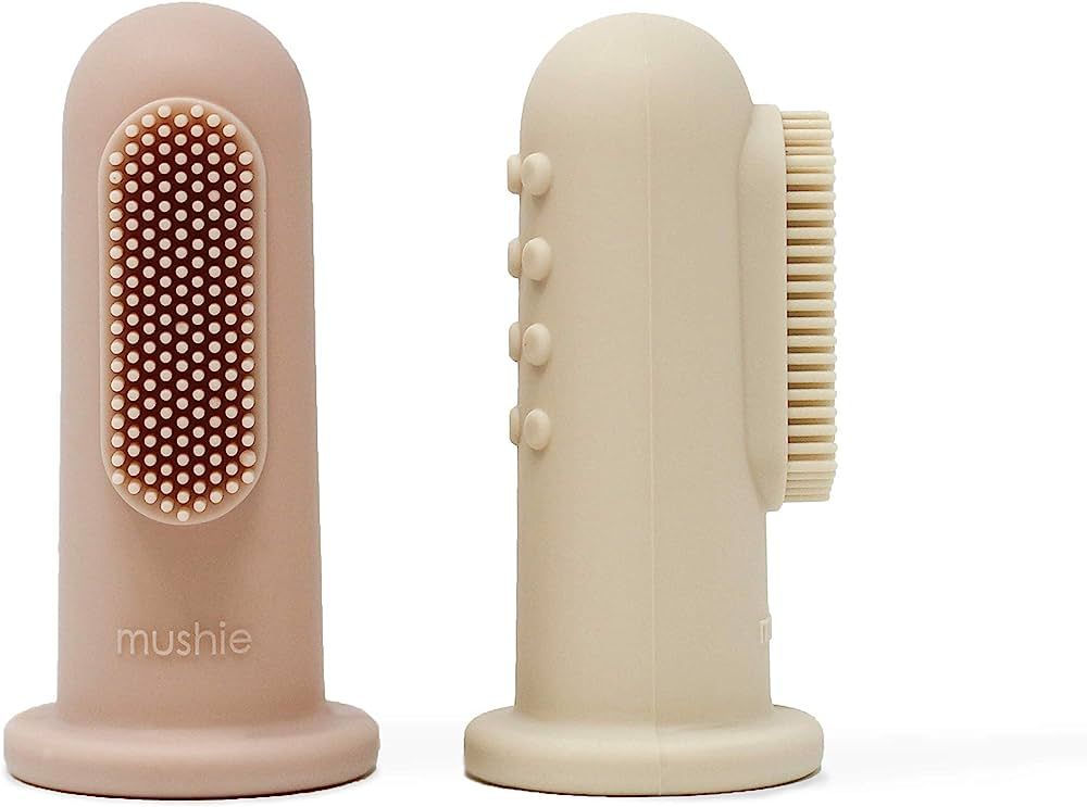 mushie Baby Finger Toothbrush (Blush/Shifting Sand) 2-Pack | Amazon (US)