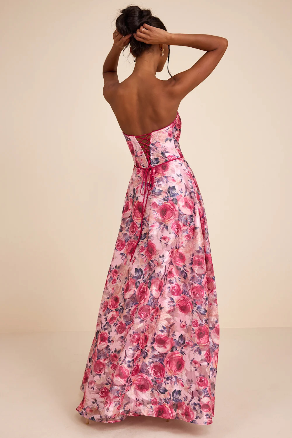Avaia Pink Floral Strapless Maxi Dress | Lulus