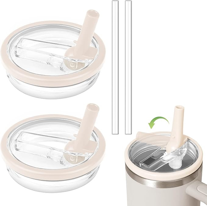 Stanley 2 Pack Flip Straw Lid - Leak Proof, Reusable Spill Proof for 40 OZ Tumbler (White) | Amazon (US)