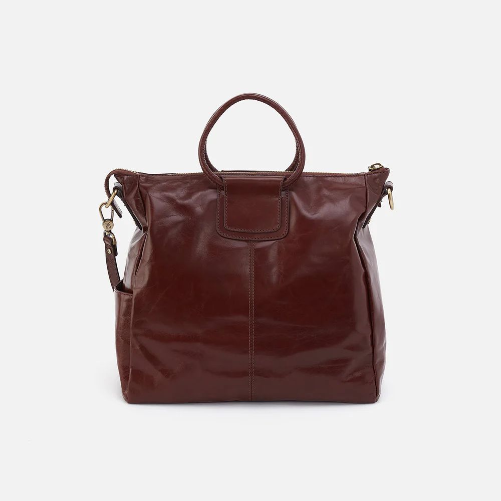 Sheila Large Satchel In Polished Leather - Chocolate | HOBO Bags