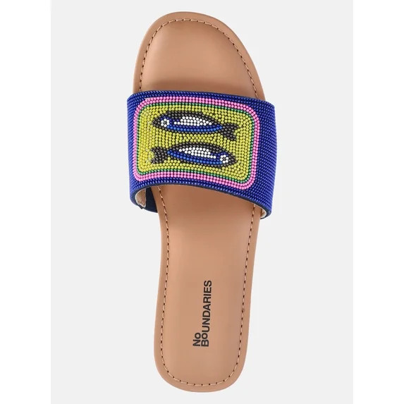 No Boundaries Women's Beaded Slide Sandals - Walmart.com | Walmart (US)