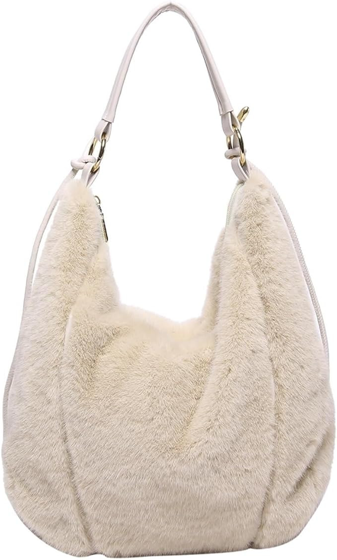 Fluffy Tote Bag, Winter Fuzzy Purses for Women Faux Fur Bag Soft Furry Shoulder Bag | Amazon (US)