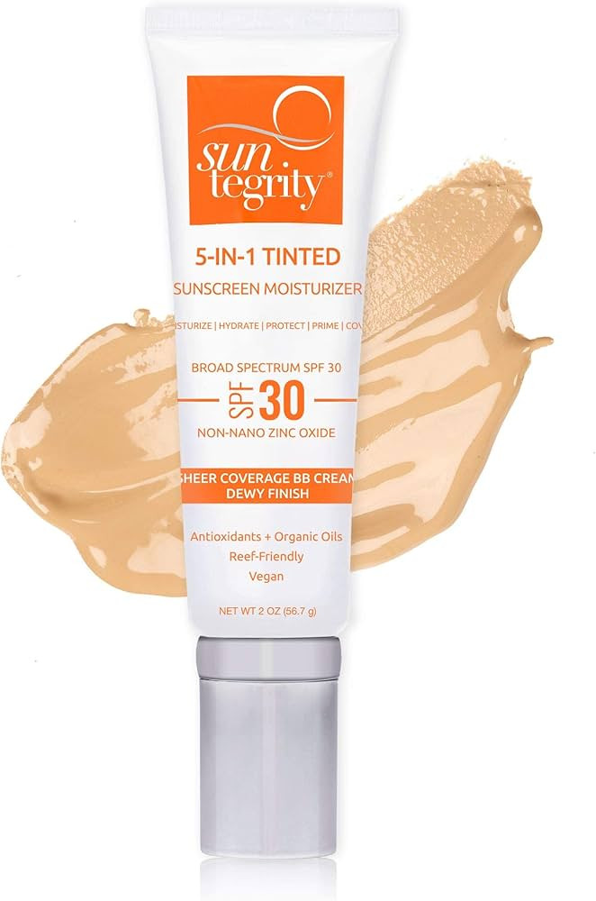 Suntegrity Tinted 5 in 1 Mineral Sunscreen for Face (SPF 30-2 oz) - Golden Light | BB Cream Moist... | Amazon (US)