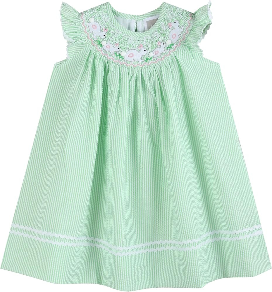 Lil cactus Baby and Girls Smocked Easter Bunny Bishop Dress | Amazon (US)