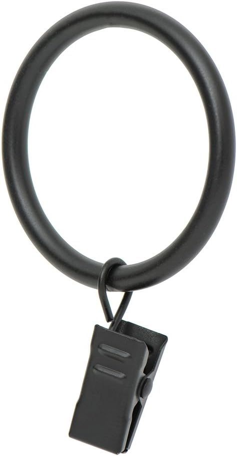 Ivilon Drapery Curtain Clip Rings - Clips Ring for Curtain Panels 1.7", Set of 14 - Black | Amazon (US)