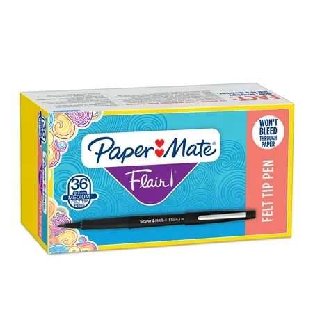 Paper Mate Flair Felt Tip Pens, Black, 36 Count | Walmart (US)
