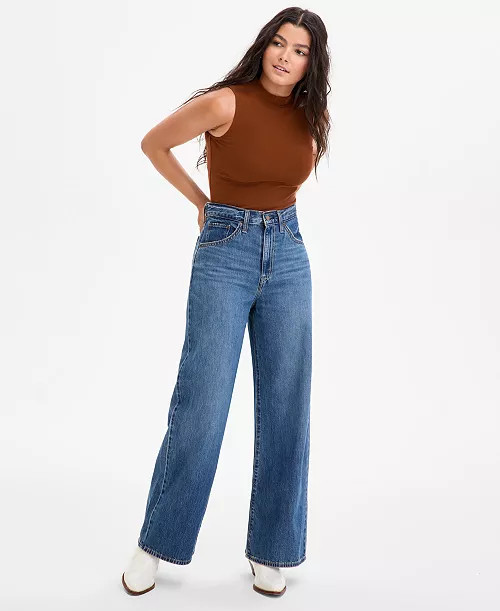 Women's Cinch-Waist Lightweight Baggy Jeans | Macy's