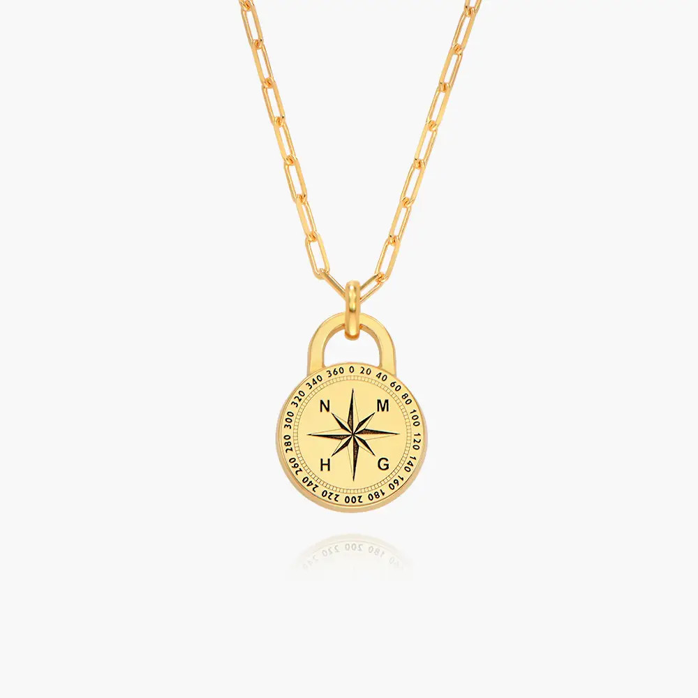 Mens Intial Compass Necklace - Gold Vermeil | Oak & Luna (US)
