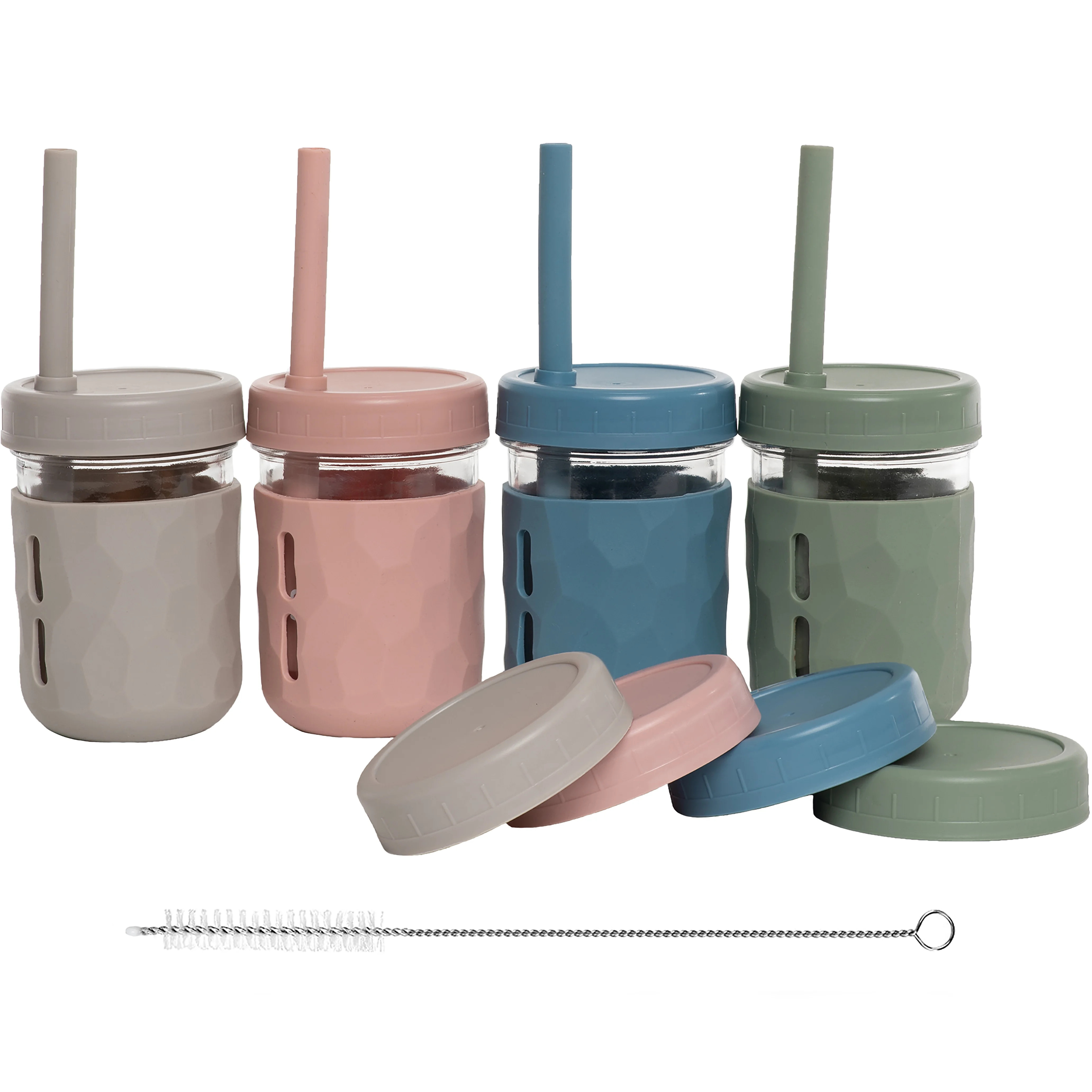 WeeSprout Glass Cups with Lids & Straws, Spill-resistant Cups for Toddlers & Kids - 8/12oz, Set o... | Walmart (US)