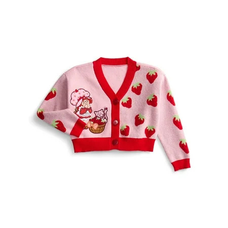 Strawberry Shortcake Button Down V Neck Cardigan with Long Sleeves, Sizes XS-XL | Walmart (US)
