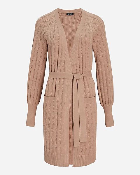 Balloon Sleeve Belted Duster Cardigan | Express