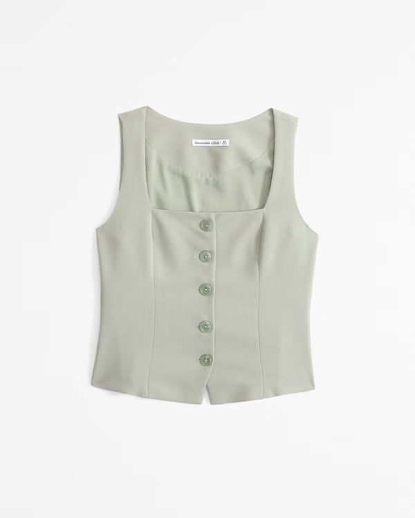 The A&F Mara Tailored Vest Squareneck Set Top | Abercrombie & Fitch (US)