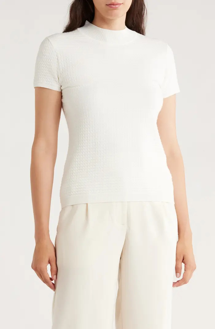 T Tahari Mock Neck Short Sleeve Knit Sweater | Nordstromrack | Nordstrom Rack
