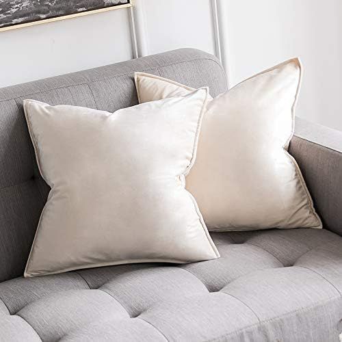 MIULEE Pack of 2 Decorative Velvet Throw Pillow Cover Soft Pillowcase Solid Square Cushion Case f... | Amazon (US)