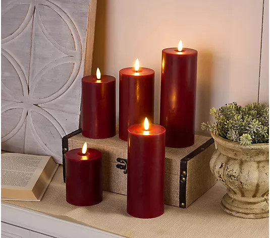 Home Reflections 5-pc Flameless Pillar Candles with Gift Box | QVC