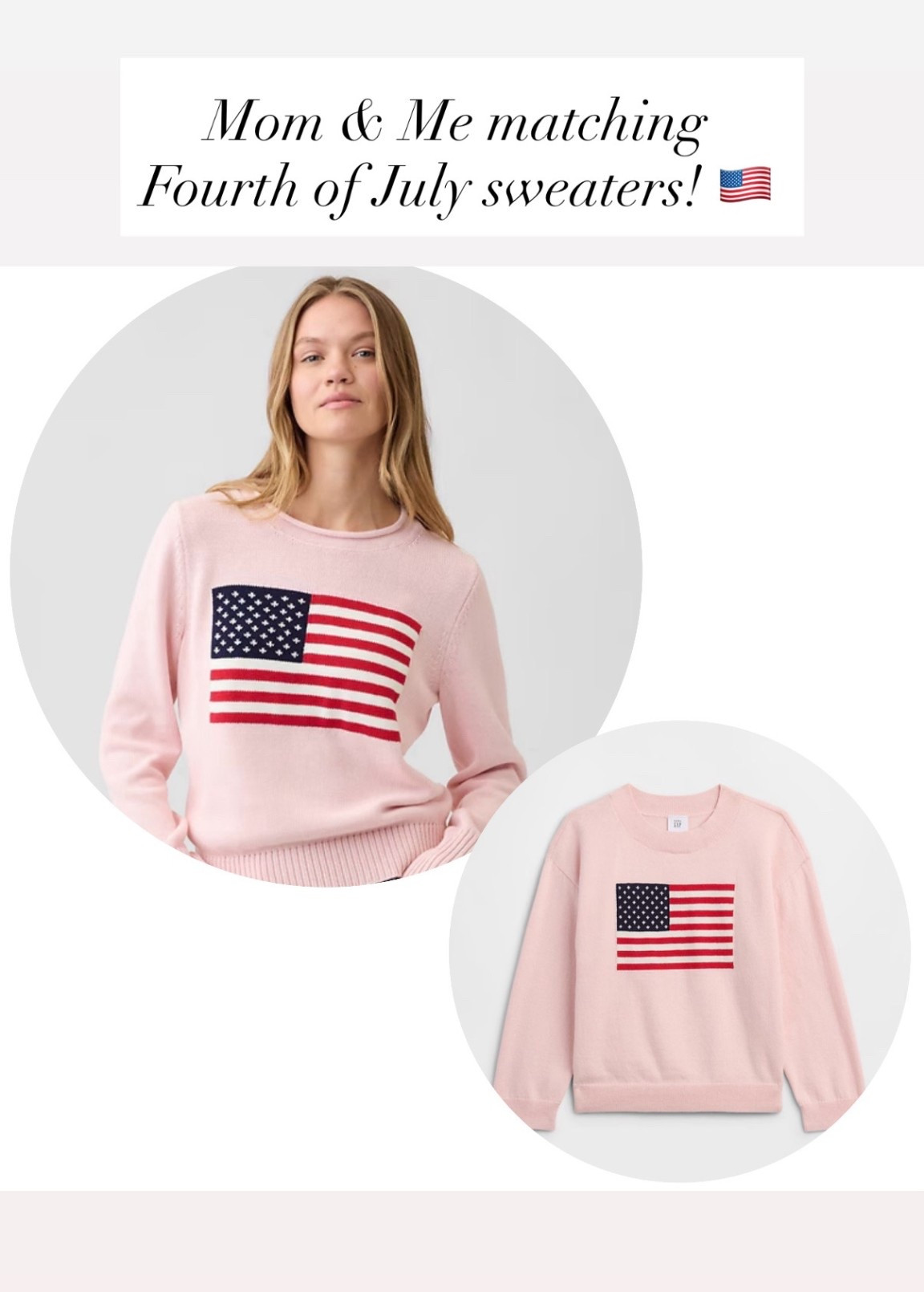 These are the cutest matching 4th of July sweaters ! Comes in adult, baby/toddler and kid sizes! On sale right now 

Mommy and me matching tops , gap factory finds , gap finds , July 4th looks , summer looks , American flag tops , pink top , pink sweater , matching 4th of July look 

#LTKMothersDay #LTKSaleAlert #LTKSeasonal