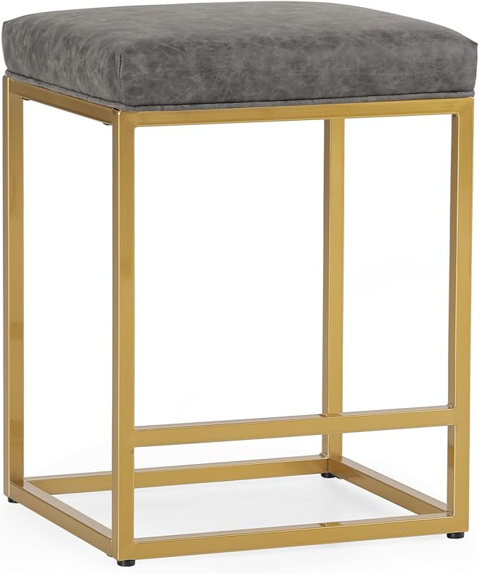 MAISON ARTS Counter Height 24" Bar Stool for Kitchen Counter Modern Gold Barstool Upholstered Fau... | Amazon (US)