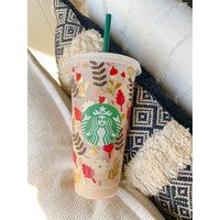 Fall Starbucks Cup | Autumn Flowers Lover & Pumpkin Spice Acorns Cute Leaves Floral Reusable 2021 Tumbler Sweater Weather | Etsy (US)