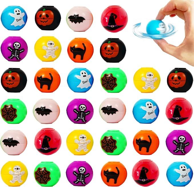 32 Pcs Halloween Party Favors Mini Fidget Spinners Ball Toys for Kids Boys Girls Halloween Trick ... | Amazon (US)