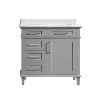 Home Decorators Collection Sonoma 36 in. W x 22 in. D x 34 in. H Bath Vanity in Pebble Gray with ... | The Home Depot