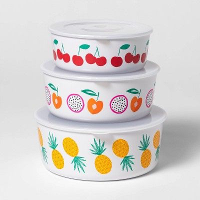 3pc Plastic Printed Food Storage Bowls - Sun Squad™ | Target