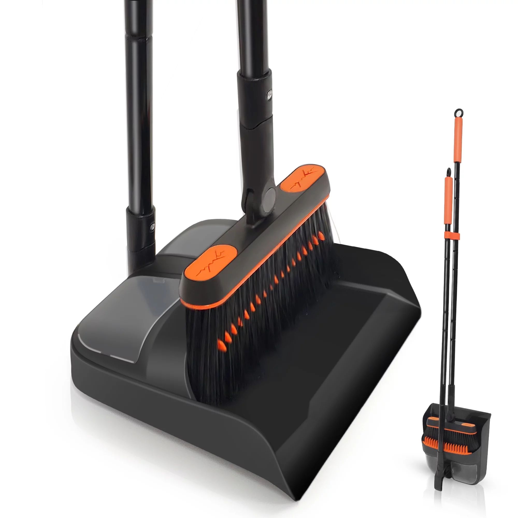 JEHONN 54 Inches Long Handle Broom and Dustpan Set for Home (Black Orange) - Walmart.com | Walmart (US)