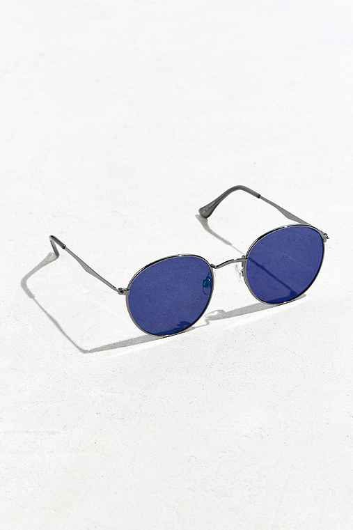 Metal Flat Lens Round Sunglasses,BLACK,ONE SIZE | Urban Outfitters US