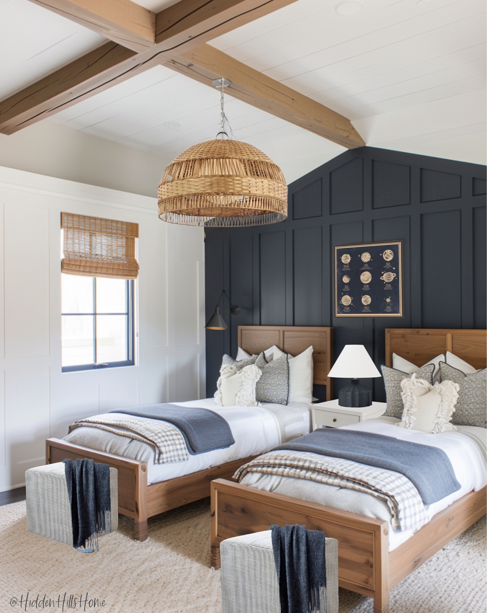 Boys bedroom decor, shared boys room ideas, shared sibling bedroom, twin boys room design #boysbedroom 
SW Ink Well would be close color match 

#LTKkids #LTKsalealert #LTKhome