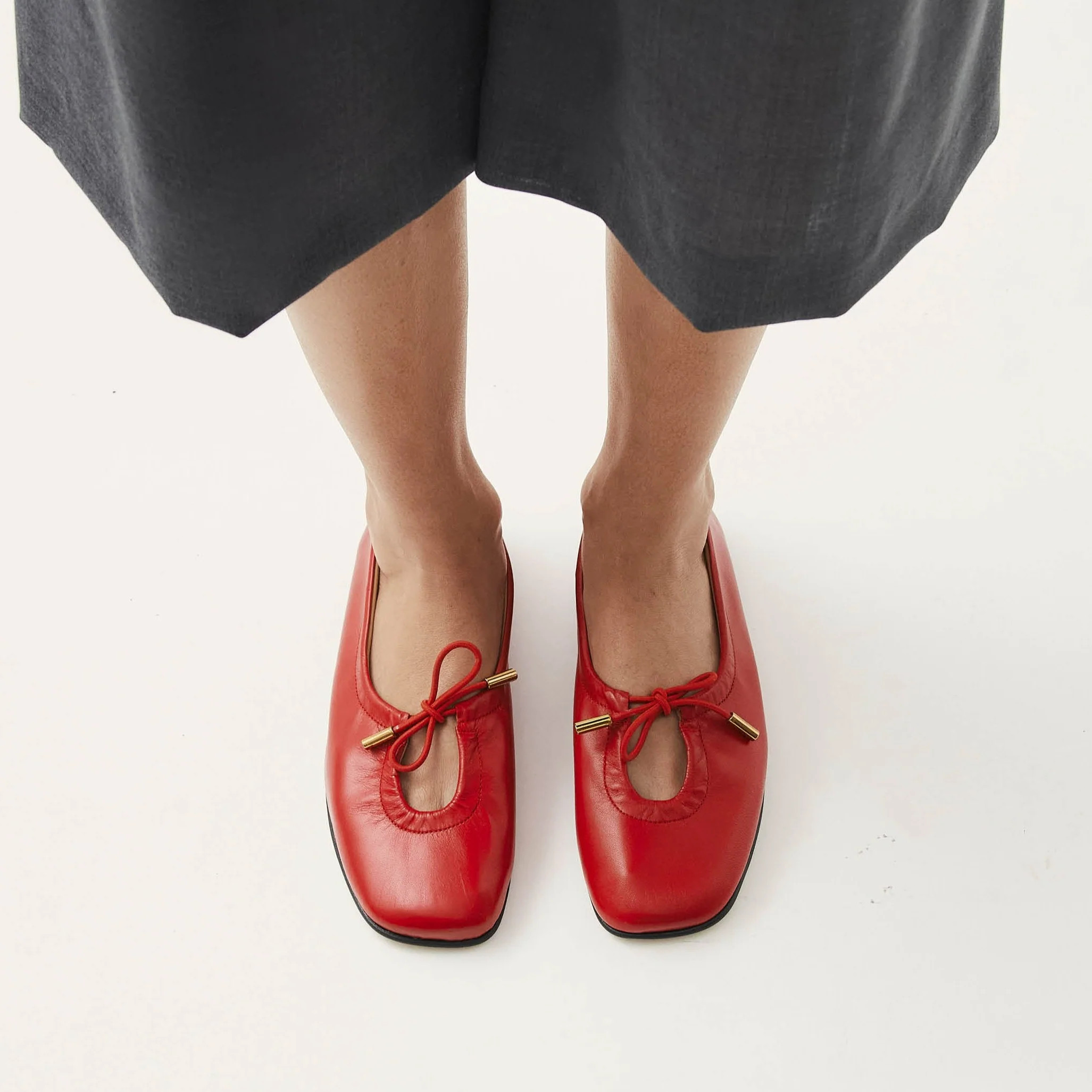 Rosalind Red Leather Ballet Flats | ALOHAS | Alohas US