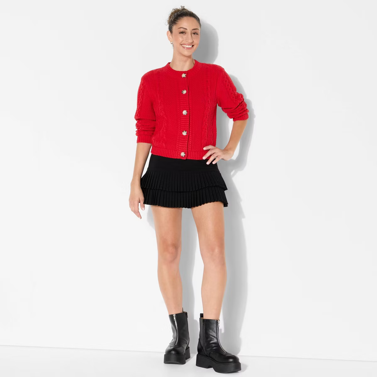 Women's Crewneck Heritage Cable Cardigan - Wild Fable™ | Target