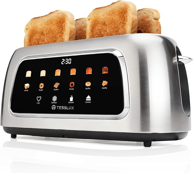 4 Slice Toaster with Touch Screen Control, 1.5" Wide Long Slots, 6 Browning Levels & 6 Bread Type... | Amazon (US)