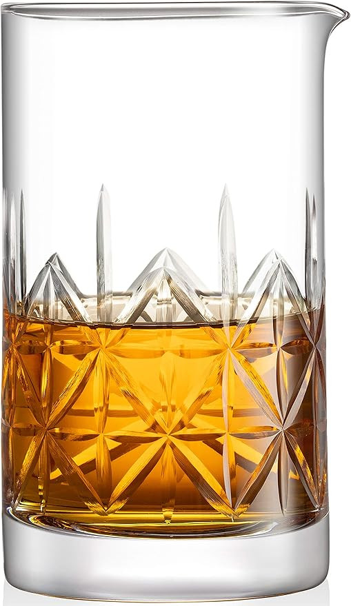 Mixology & Craft Crystal Cocktail Mixing Glass - 24oz Martini Stirring Glass with Thick Weighted ... | Amazon (US)