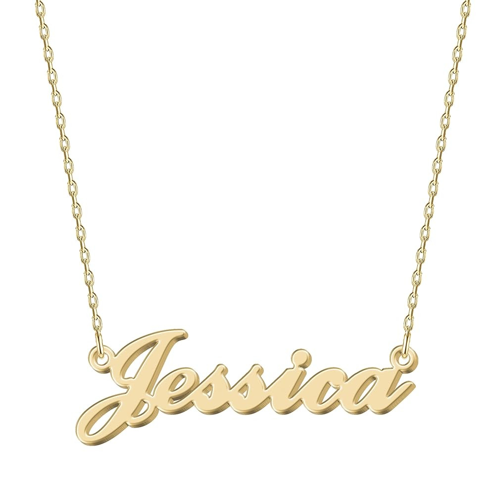 UMAGICBOX Personalized Name Necklace | 14 Font Styles | Custom 18K Gold Plated Stainless Steel/St... | Amazon (CA)