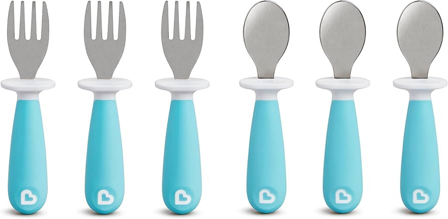 Munchkin® Raise™ Toddler Fork and Spoon Utensil Set, Rest Keeps Tip Off Table, BPA Free, 6 Pac... | Amazon (US)