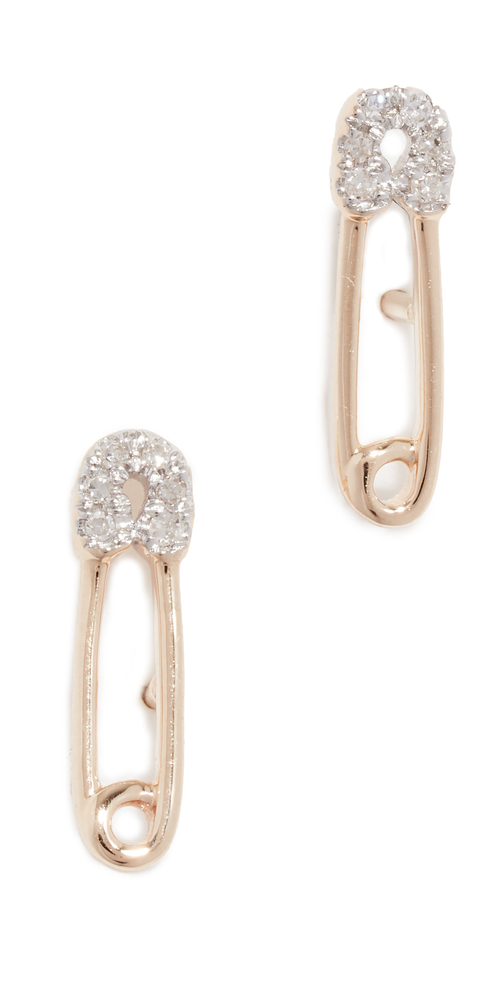 14k Diamond Safety Pin Post Earrings | Shopbop