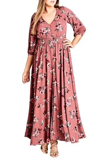 Plus Size Women's City Chic Rose Play Maxi Dress | Nordstrom