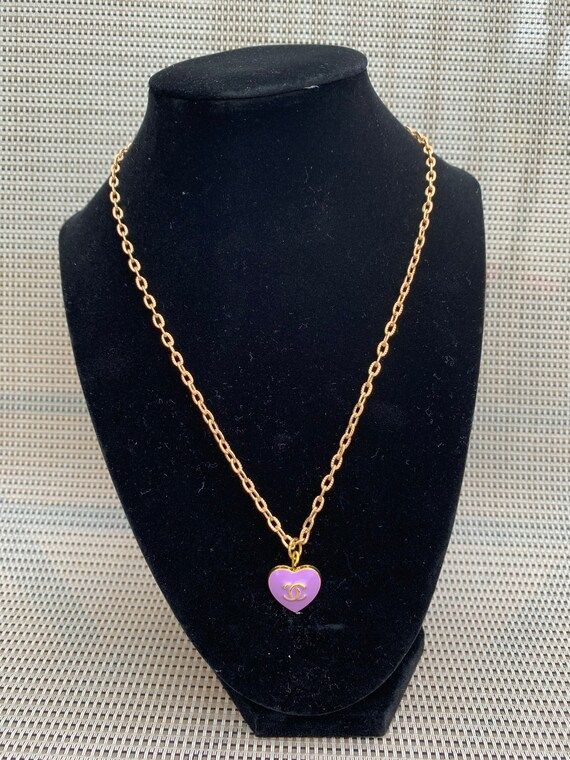 Designer Button Necklace  Purple Heart | Etsy | Etsy (US)