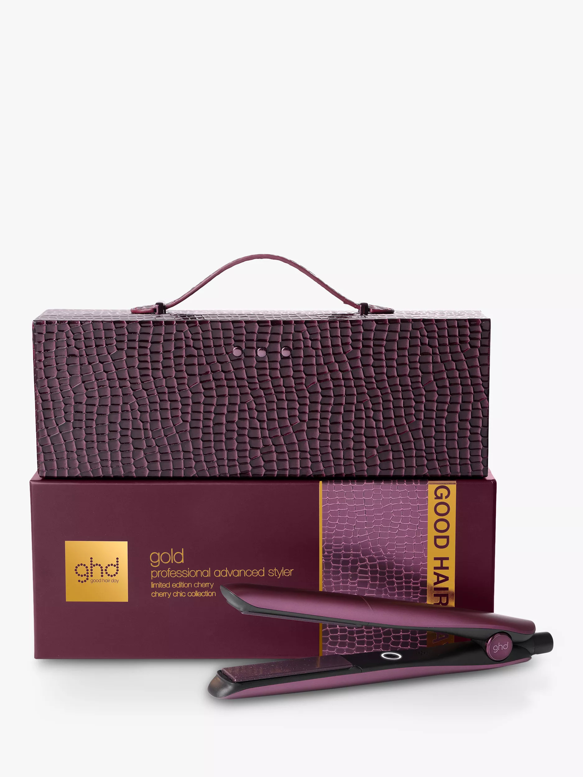 ghd Gold Limited Edition Hair Straighteners Gift Set, Cherry | John Lewis (UK)