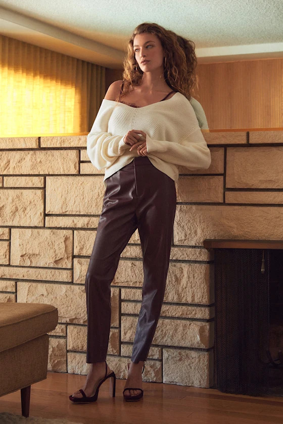 Open Minded Burgundy Vegan Leather Pants | Lulus (US)