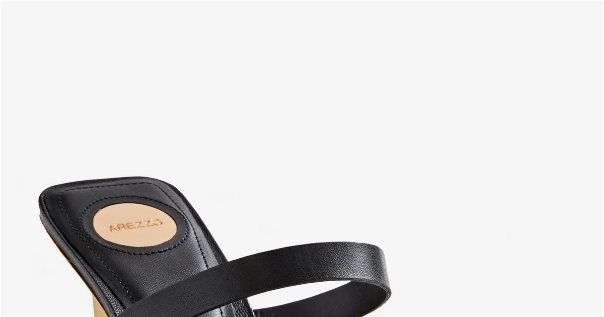 Arezzo Metallic Heeled Wedge - Black | Boston Proper | Boston Proper