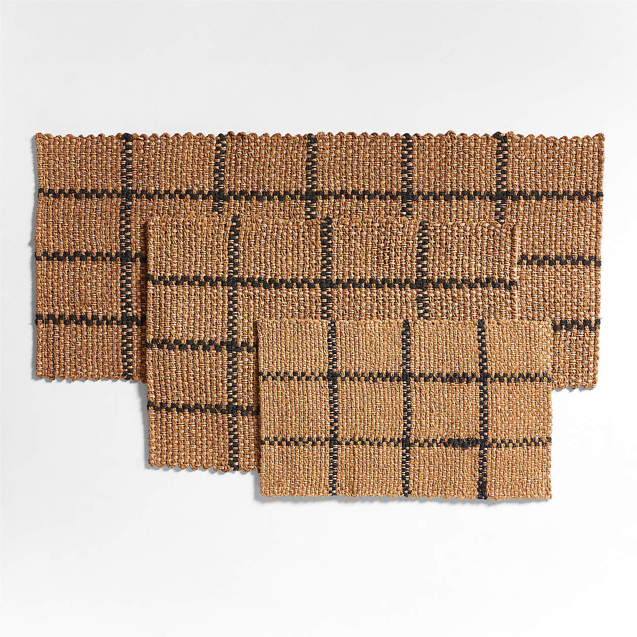 Picnic Stripe Coir Textured Black and Natural Indoor/Outdoor Double Doormat 24"x57" + Reviews | C... | Crate & Barrel
