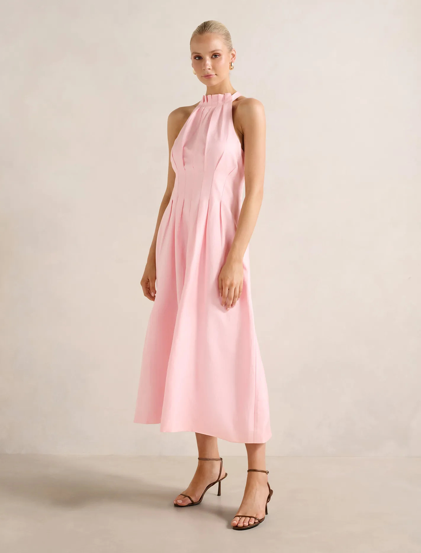 Miller Pleat Halter Midi Dress | Forever New (AU)