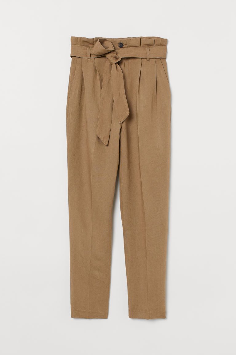 Linen-blend Paper-bag Pants | H&M (US)