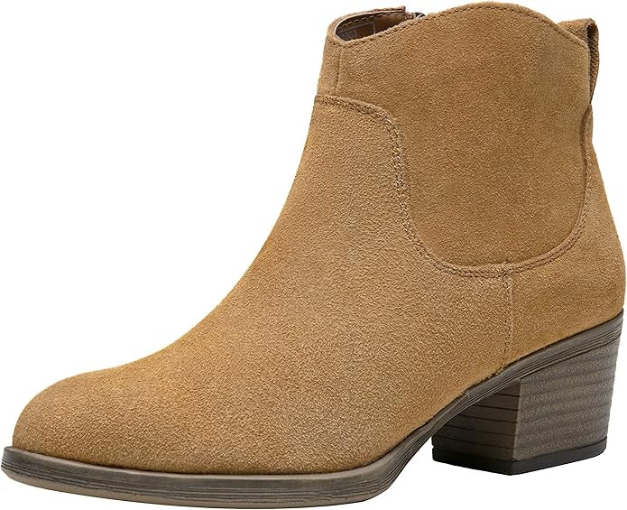 Vepose Women's Suede Leather Ankle Boots 丨 Fashion Booties+with Inner Zipper | Amazon (US)